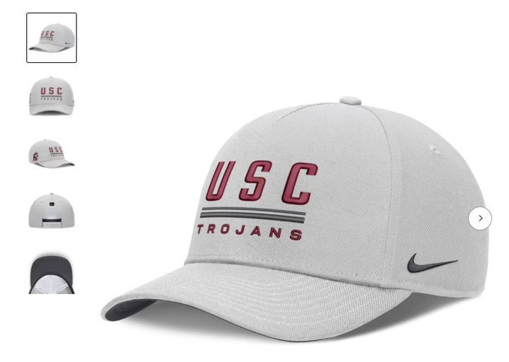USC Trojans Nike 2026 Sideline Hat - NCAA Dri-FIT Rise – Gray (USA Sourced)