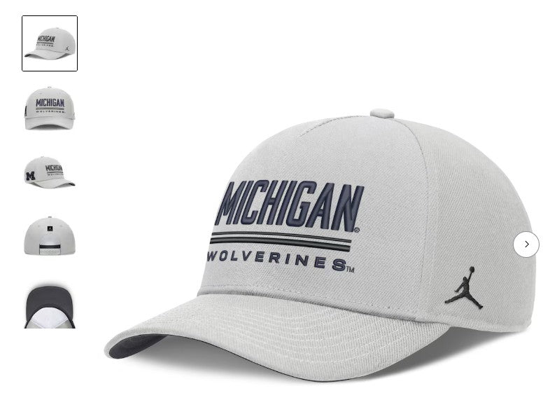 Michigan Wolverines Jordan Brand 2026 Sideline Dri-FIT Rise Adjustable Hat - NCAA – Gray (USA Sourced)