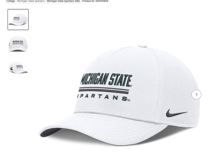 Michigan State Spartans Nike 2026 Sideline Dri-FIT Rise Adjustable Hat - NCAA – White (USA Sourced)