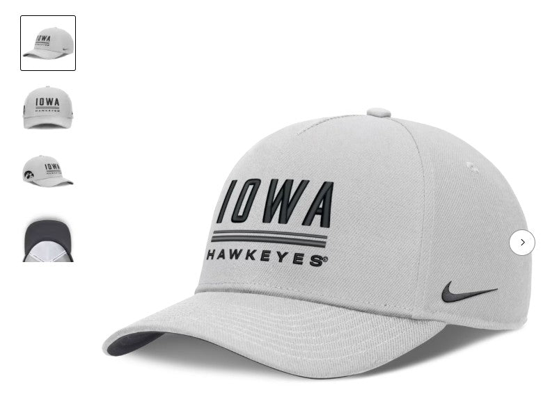 Iowa Hawkeyes Nike 2026 Sideline Dri-FIT Rise Adjustable Hat - NCAA – Gray (USA Sourced)