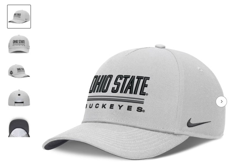 Ohio State Buckeyes Nike 2026 Sideline Dri-FIT Rise Adjustable Hat - NCAA – Gray (USA Sourced)