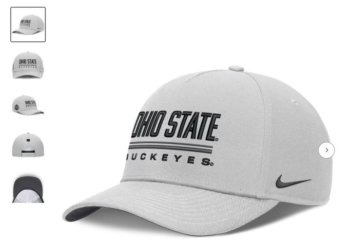 Ohio State Buckeyes Nike 2026 Sideline Dri-FIT Rise Adjustable Hat - NCAA – Gray (USA Sourced)