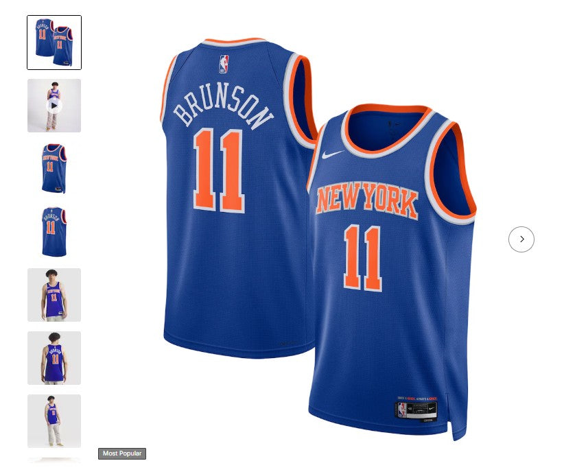 New York Knicks Jalen Brunson Jersey - NBA Nike Swingman Icon – Blue (USA Sourced)