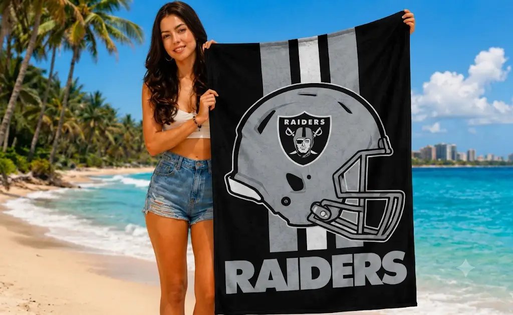 Las Vegas Raiders Beach Towel – NFL WinCraft Fiber Beach – (UK Ready)