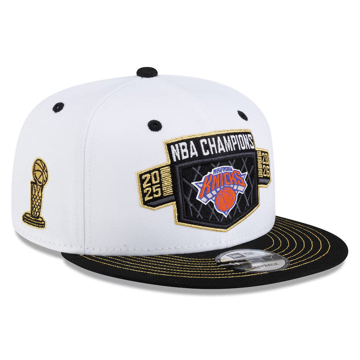New York Knicks Hat - NBA New Era 2026 NBA Finals Champions Locker Room 9FIFTY Snapback – White/Black (USA Sourced)
