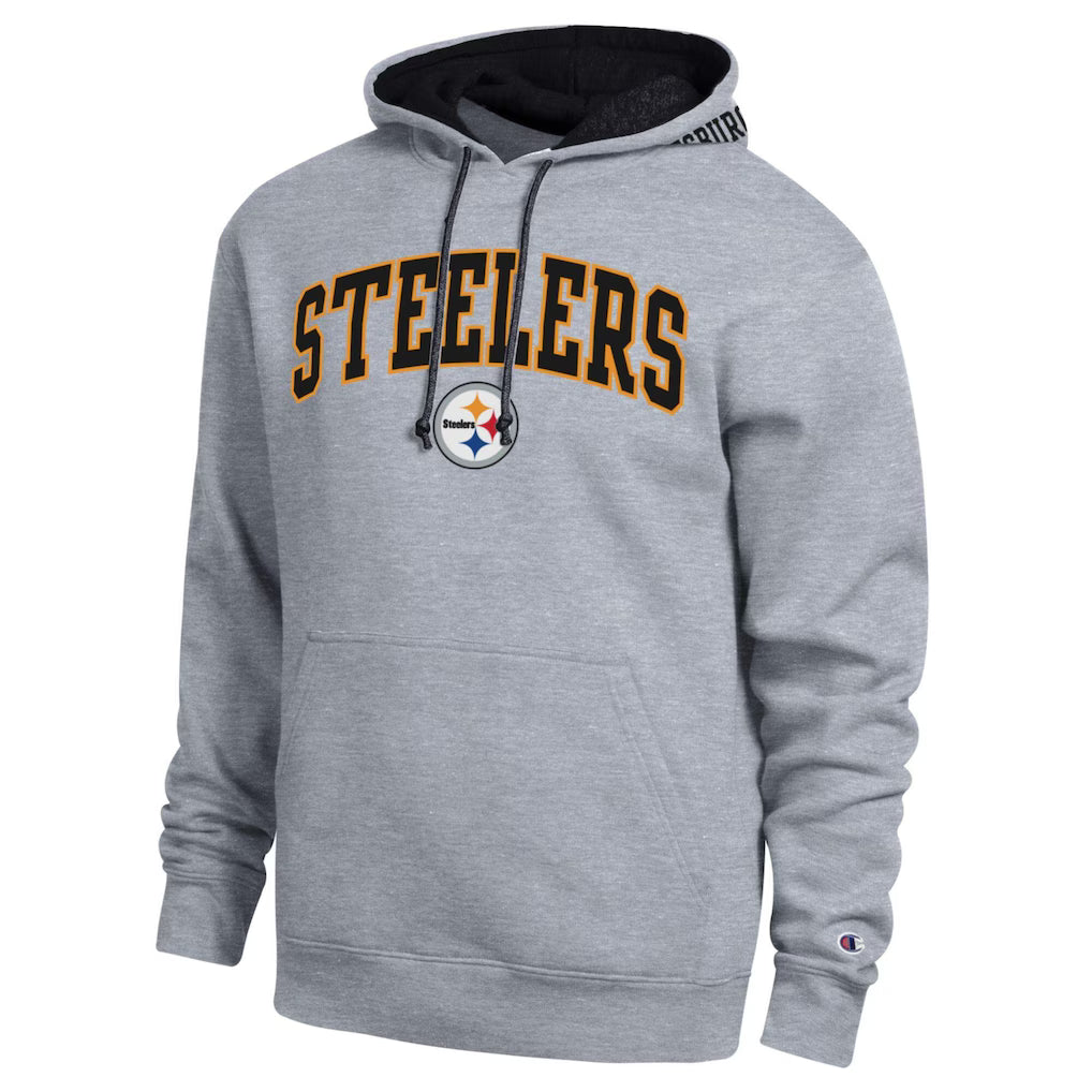 Pittsburgh Steelers Hoodie – NFL Champion Contrast – Heather Gray/Black (USA Sourced)
