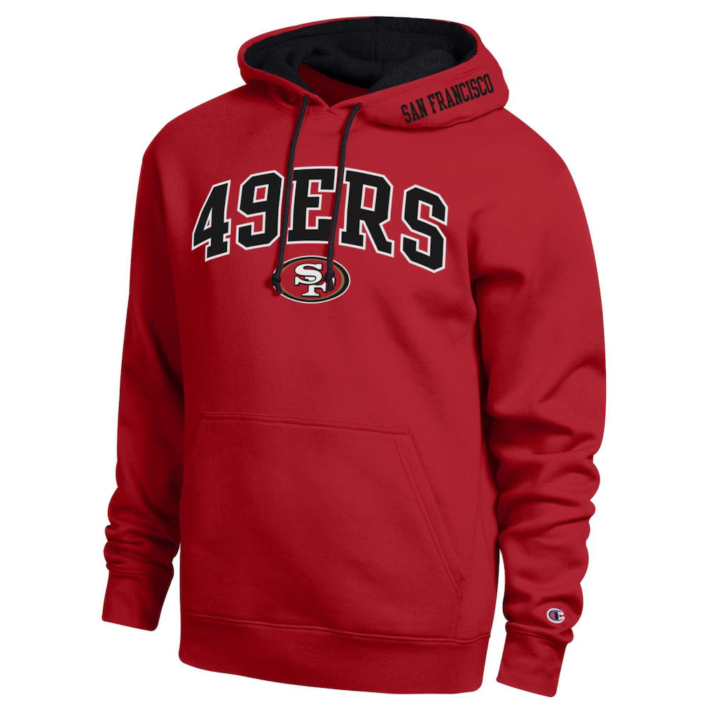 San Francisco 49ers Hoodie – NFL Champion Contrast – Scarlet/Black (USA Sourced)