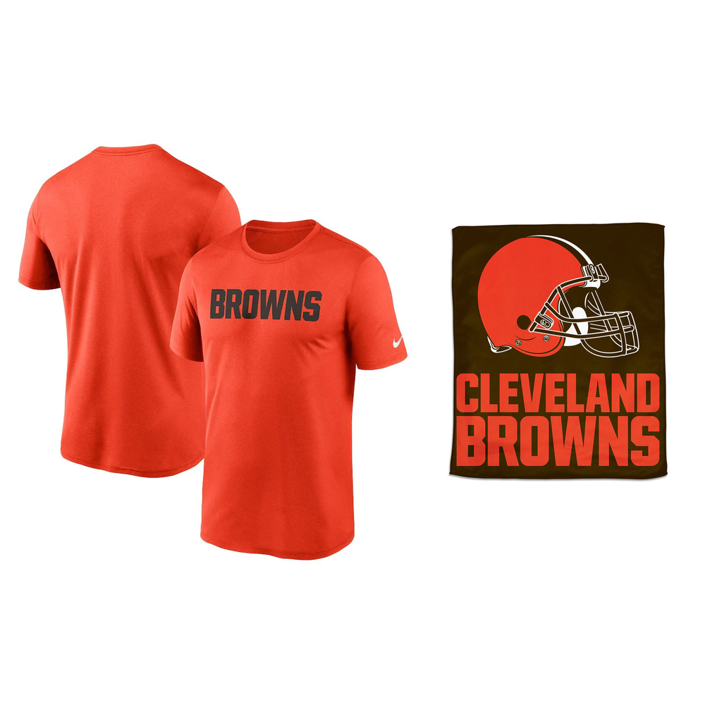 Cleveland Browns NFL T-Shirt & Rally Towel Bundle – Large (UK Stock) - UKASSNI