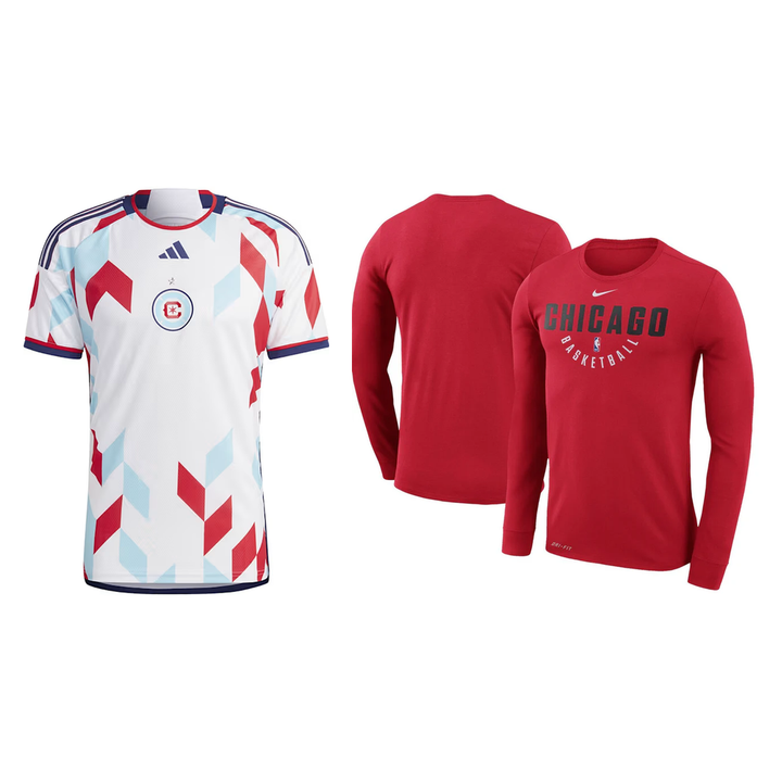 Chicago Fire MLS Jersey + Chicago Bulls NBA Long Sleeve T-Shirt Bundle – 2XL (UK Stock) - UKASSNI