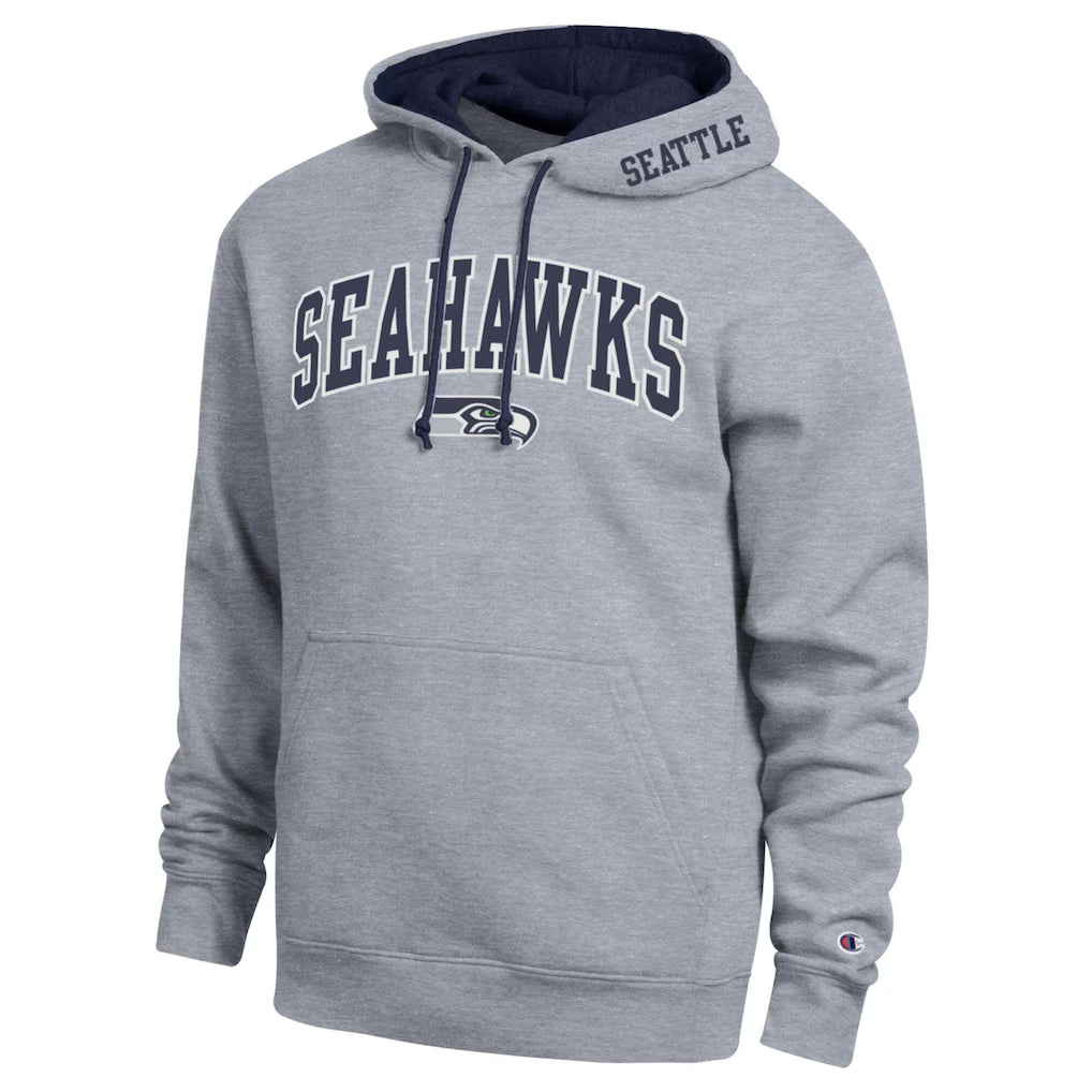 Seattle Seahawks Hoodie – NFL Champion Contrast – Heather Gray/College Navy (USA Sourced)