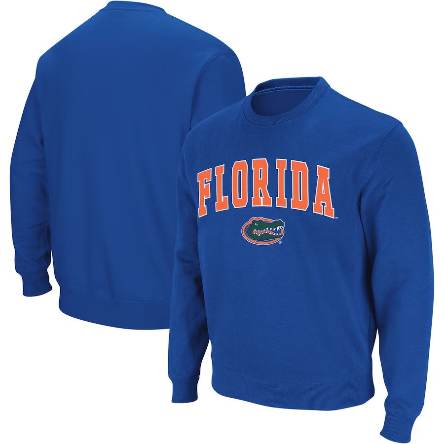 Florida Gators Colosseum Arch & Logo Crew Neck Sweatshirt - Royal - UKASSNI