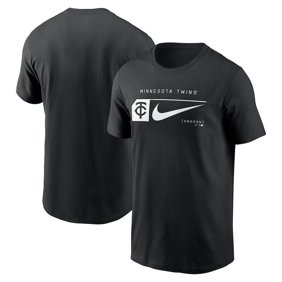 Minnesota Twins Nike Fashion Graphic Swoosh T-Shirt - Black - UKASSNI