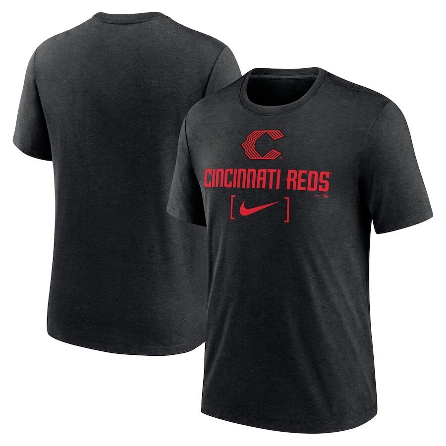Cincinnati Reds Nike City Connect Tri-Blend T-Shirt - Heather Black - UKASSNI