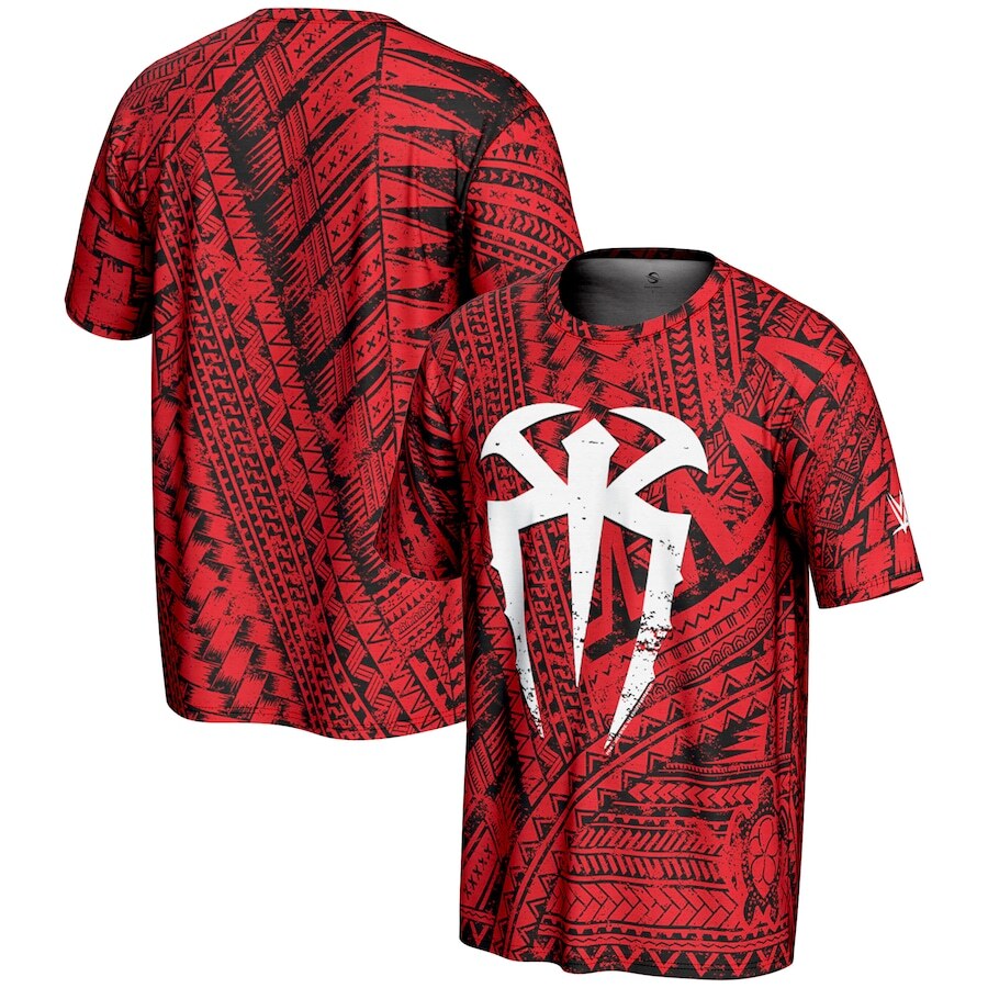 Roman Reigns WWE UK ProSphere Tattoo T-Shirt – Red (UK Stock) - UKASSNI