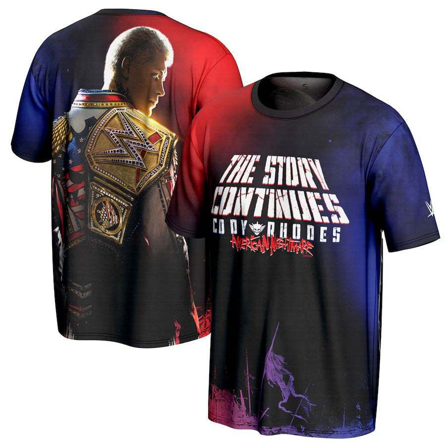 Cody Rhodes WWE UK Large ProSphere "The Story Continues" T-Shirt – Black (UK Stock) - UKASSNI