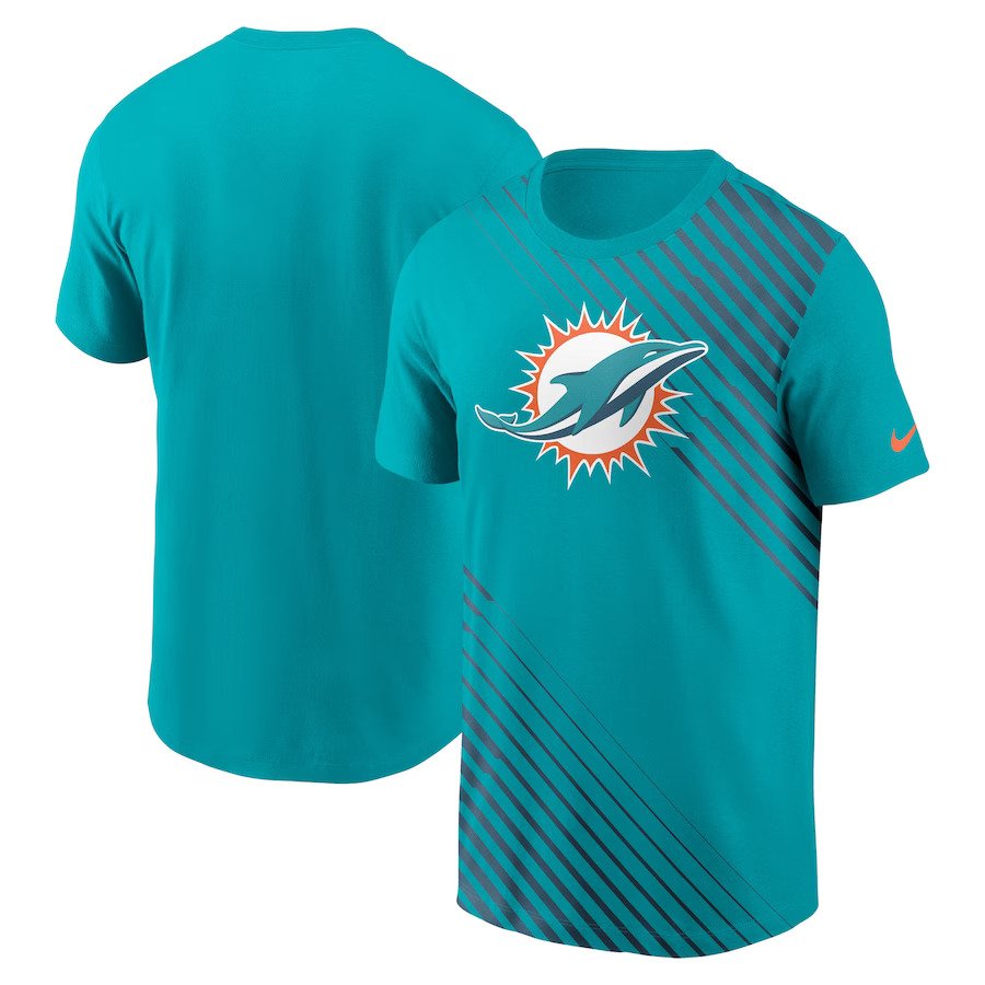 Miami Dolphins NFL UK Medium Nike Yard Line Fashion Asbury T-Shirt - Aqua - UKASSNI
