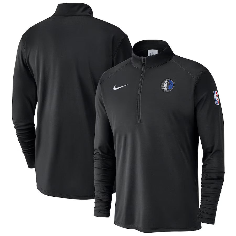 Dallas Mavericks Nike 2024/25 Courtside Performance Half-Zip Top - Black - UKASSNI