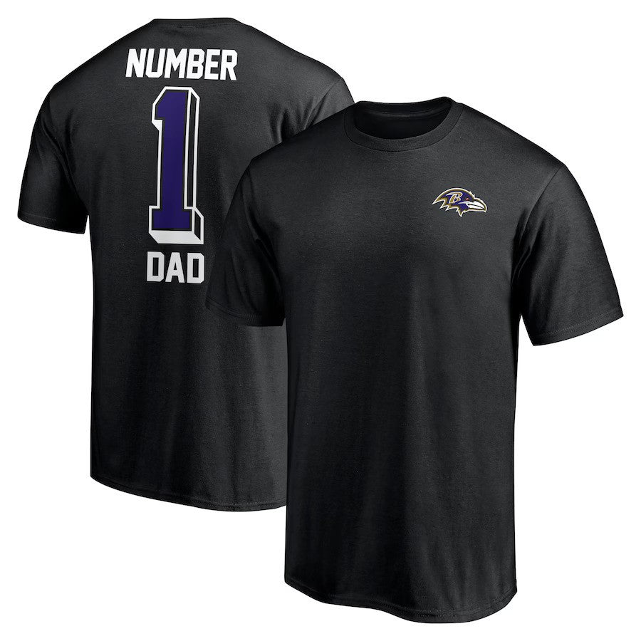 Baltimore Ravens Number One Dad T-Shirt - Black - UKASSNI