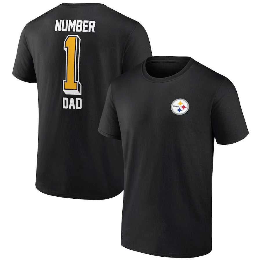 Pittsburgh Steelers Number One Dad T-Shirt - Black - UKASSNI