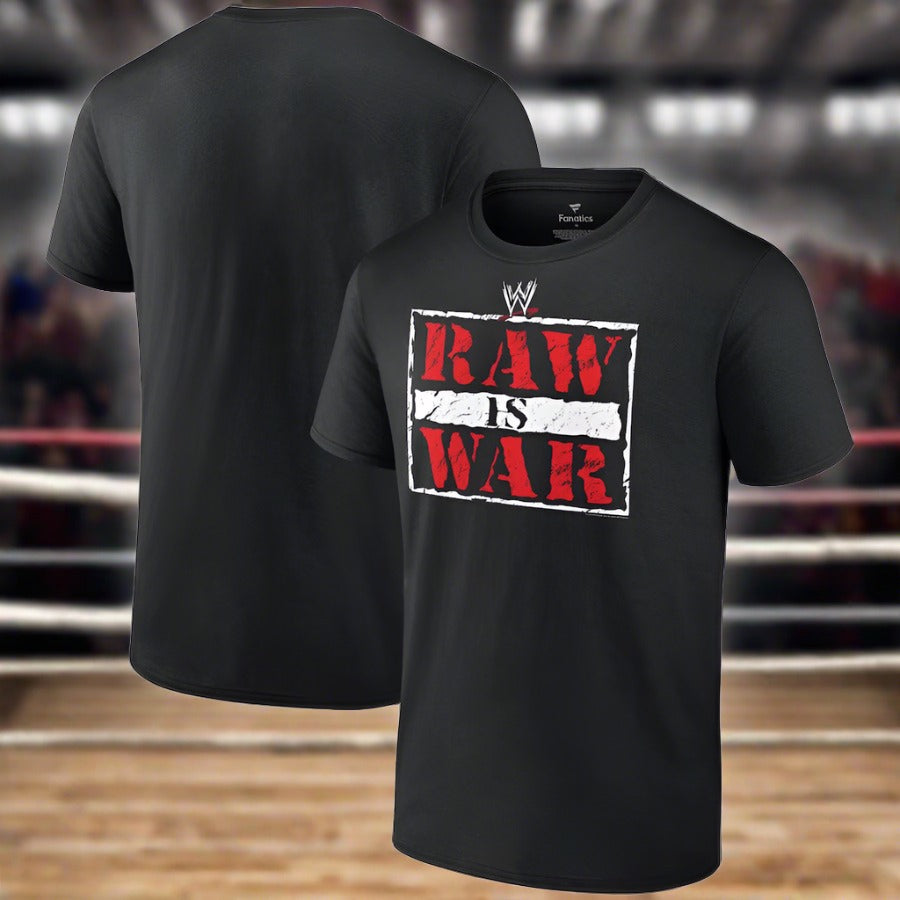 WWE UK Fanatics Branded RAW is War Retro Logo T-Shirt - Black - UKASSNI