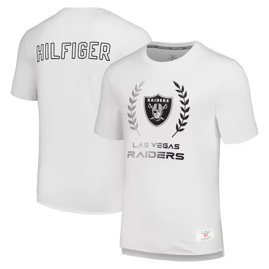 Las Vegas Raiders Tommy Hilfiger Miles T-Shirt - White - UKASSNI