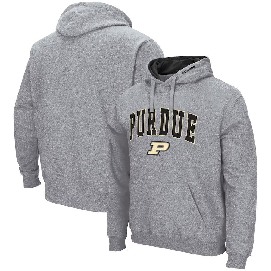 Purdue Boilermakers Colosseum Arch & Logo 3.0 Pullover Hoodie - Heather Gray - UKASSNI