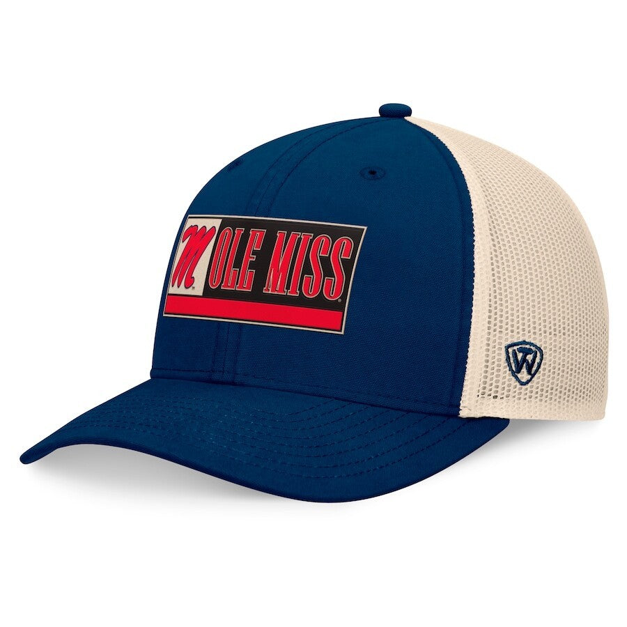 Ole Miss Rebels NCAA Top of the World Bennett Trucker Adjustable Hat – Navy/White (USA Stock) - UKASSNI