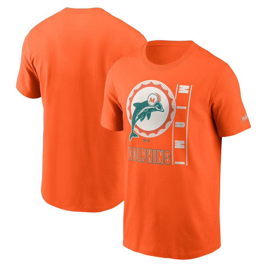 Miami Dolphins NFL UK Medium Nike Lockup Essential T-Shirt - Orange - UKASSNI