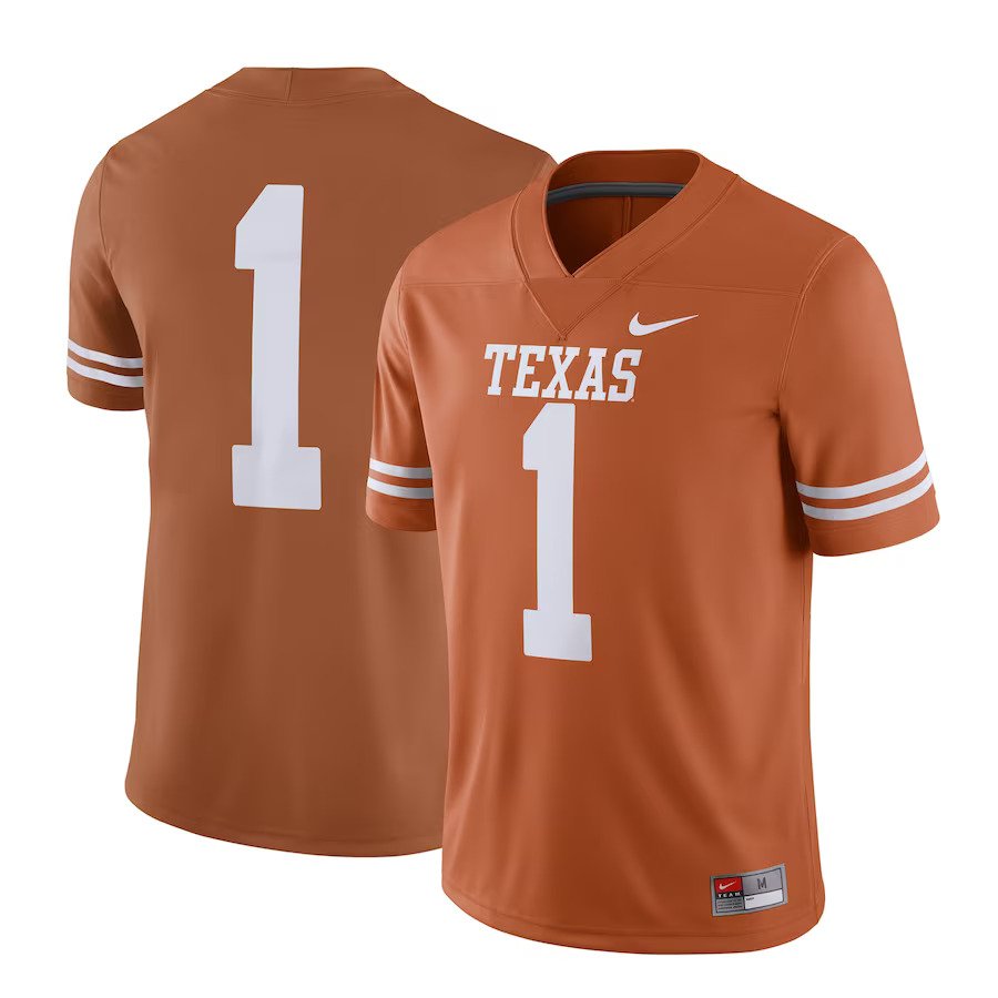 Texas Longhorns Nike #1 Home Game Jersey - Texas Orange XL - Dri-FIT Technology - Sustainable Design - Officially Licensed - UKASSNI