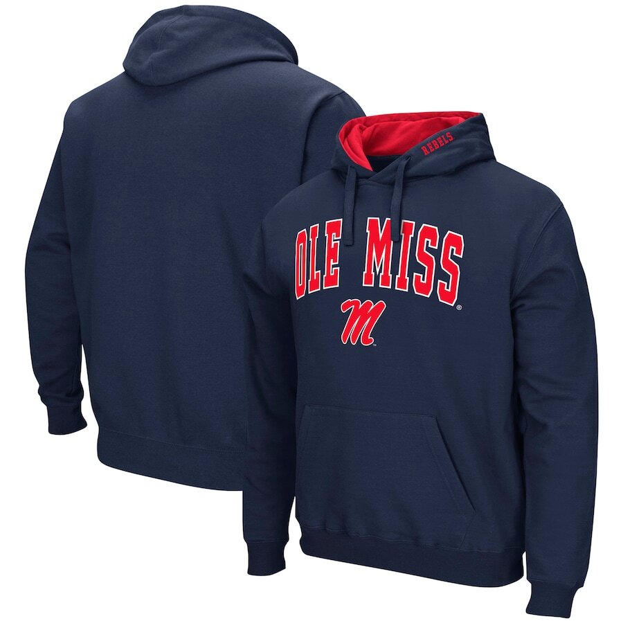 Ole Miss Rebels NCAA UK Large Colosseum Arch & Logo 3.0 Pullover Hoodie - Navy - UKASSNI