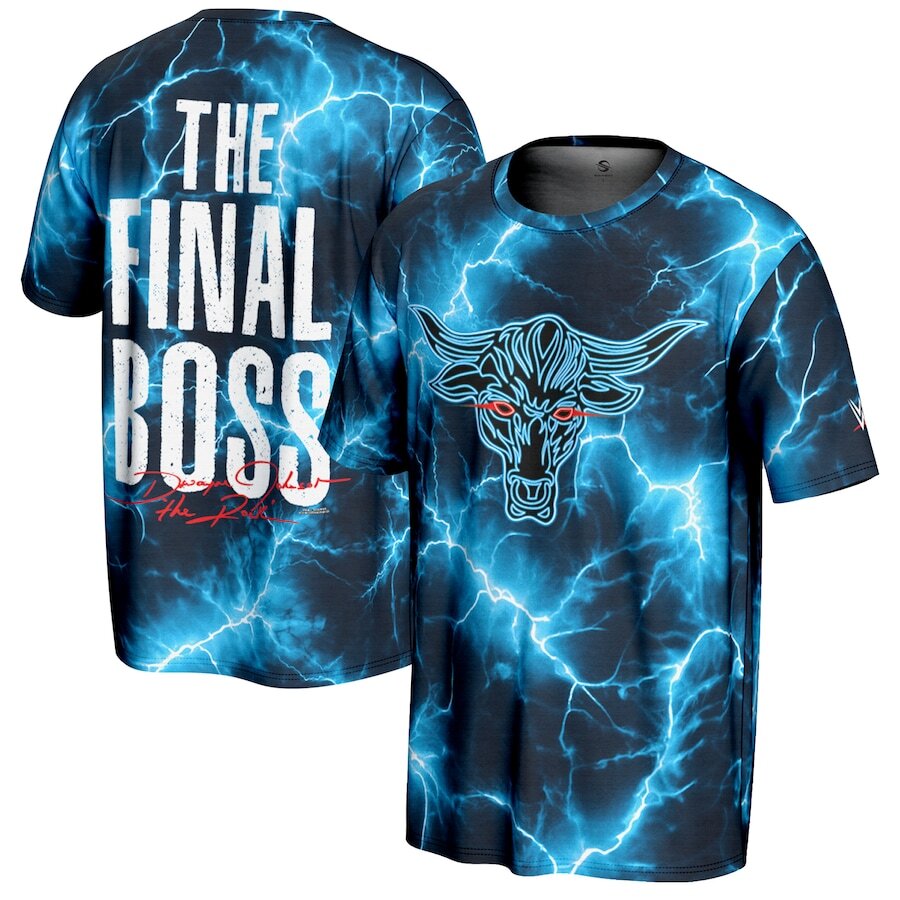 The Rock WWE UK ProSphere The Final Boss T-Shirt – Blue (UK Stock) - UKASSNI