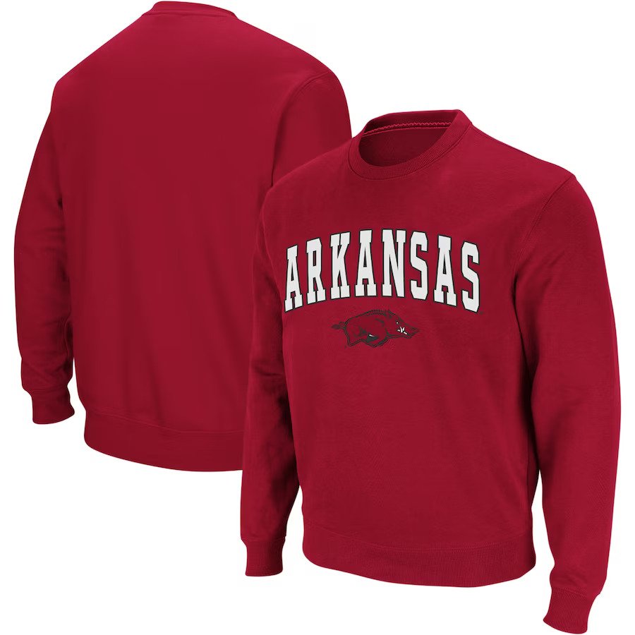 Arkansas Razorbacks Colosseum Arch & Logo Crew Neck Sweatshirt - Cardinal - UKASSNI