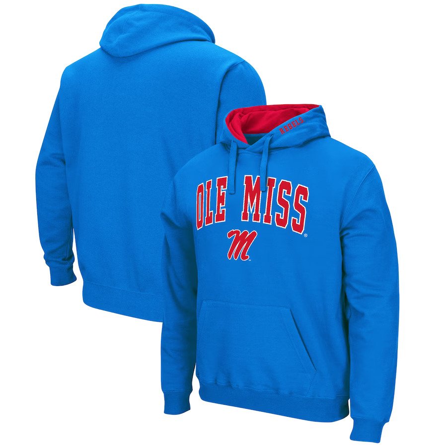 Ole Miss Rebels Colosseum Arch & Logo 3.0 Pullover Hoodie - Powder Blue