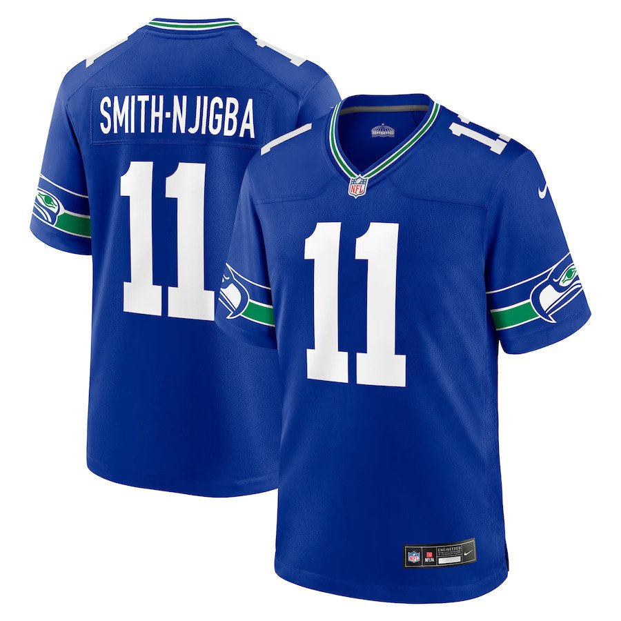 Jaxon Smith-Njigba Seattle Seahawks Nike Throwback Player Game Jersey - Royal - UKASSNI