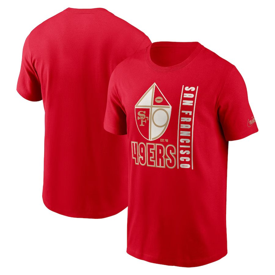 San Francisco 49ers Nike Lockup Essential T-Shirt - Scarlet - UKASSNI