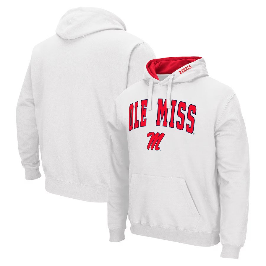 Ole Miss Rebels Colosseum Arch & Logo 3.0 Pullover Hoodie - White - UKASSNI