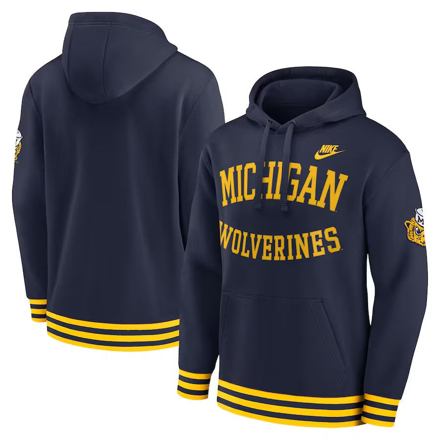 Michigan Wolverines Nike Legacy Retro Pullover Hoodie - Navy - UKASSNI