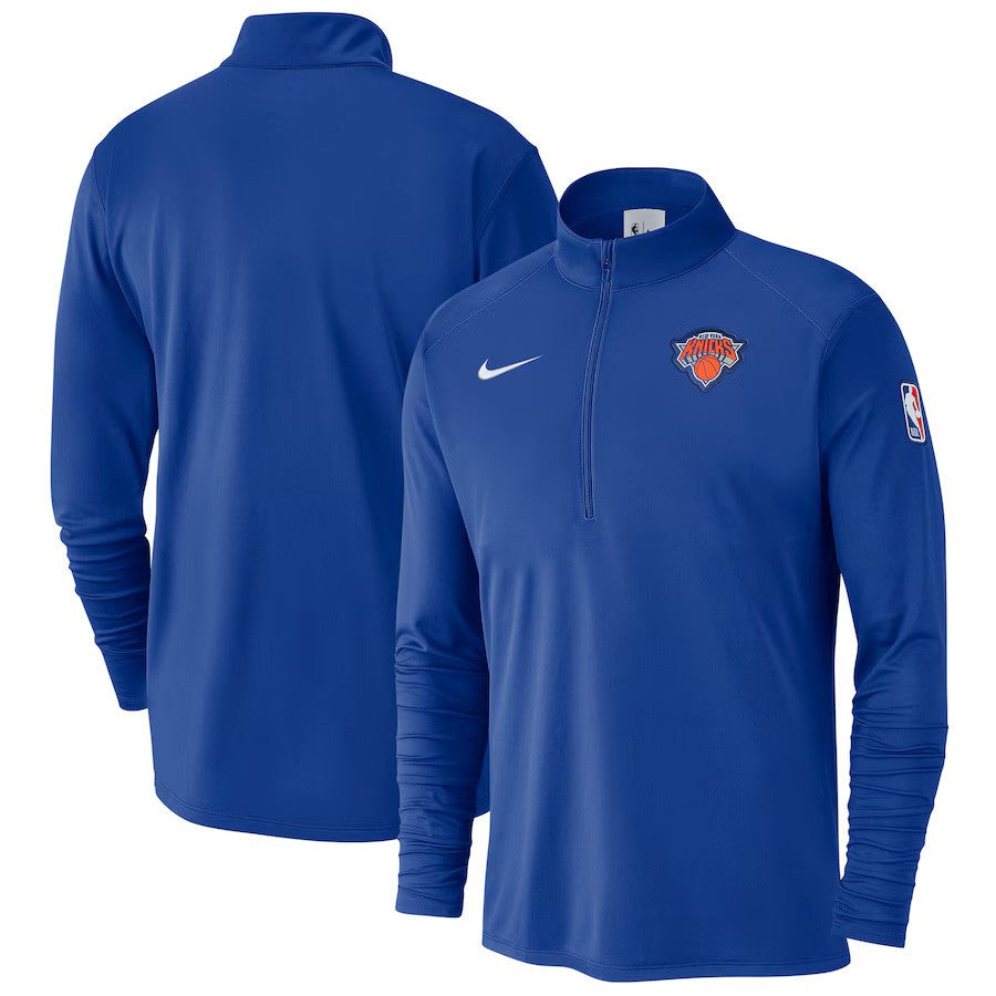 New York Knicks Nike 2024/25 Courtside Performance Half-Zip Top - Blue - UKASSNI