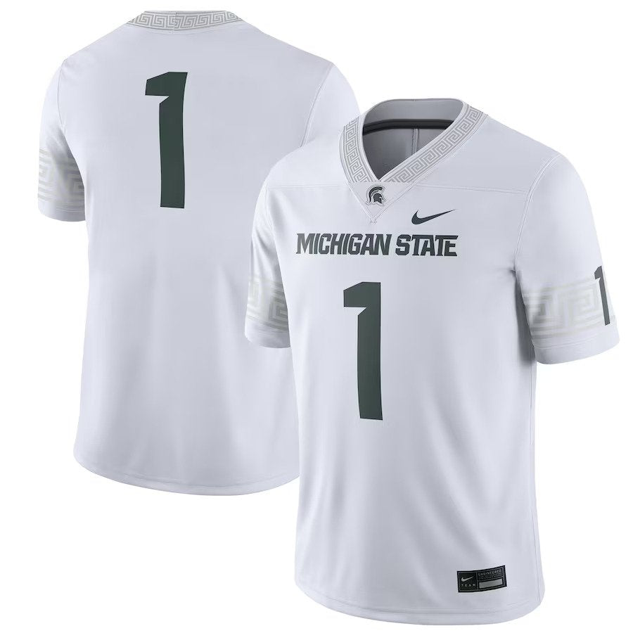 #1 Michigan State Spartans Nike Football Game Jersey - White - UKASSNI
