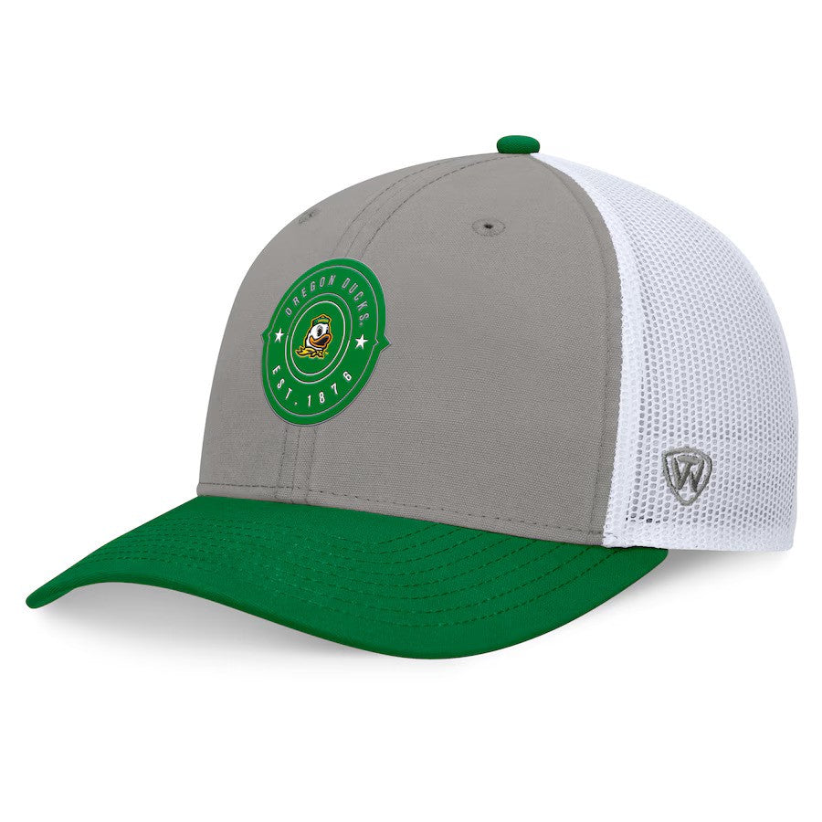 Oregon Ducks Top of the World Rob Trucker Adjustable Hat - Gray/Green - UKASSNI