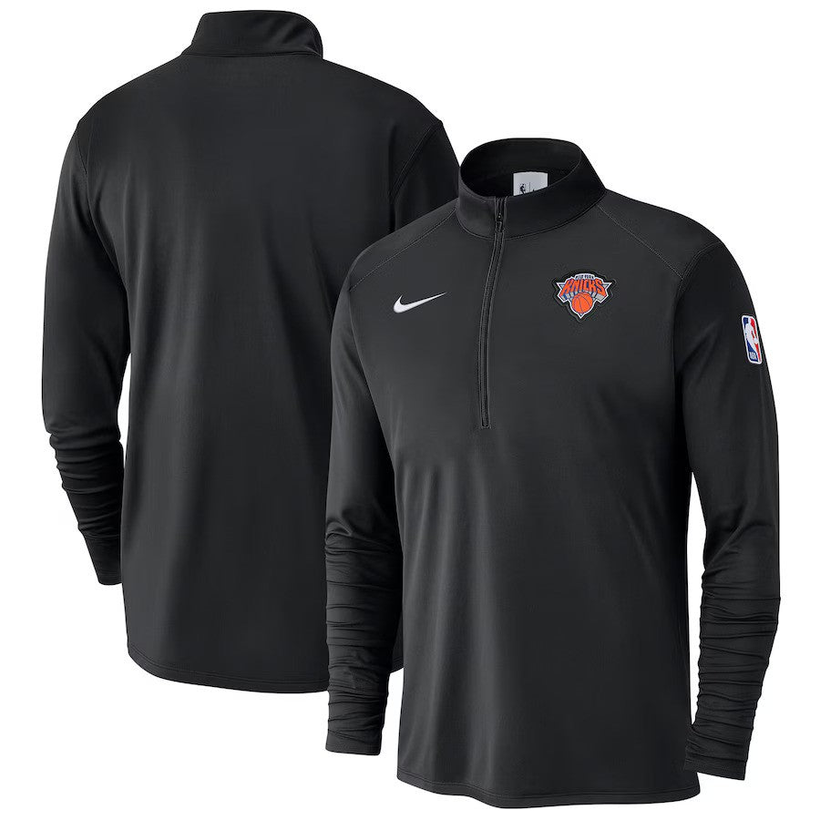 New York Knicks Nike 2024/25 Courtside Performance Half-Zip Top - Black - UKASSNI