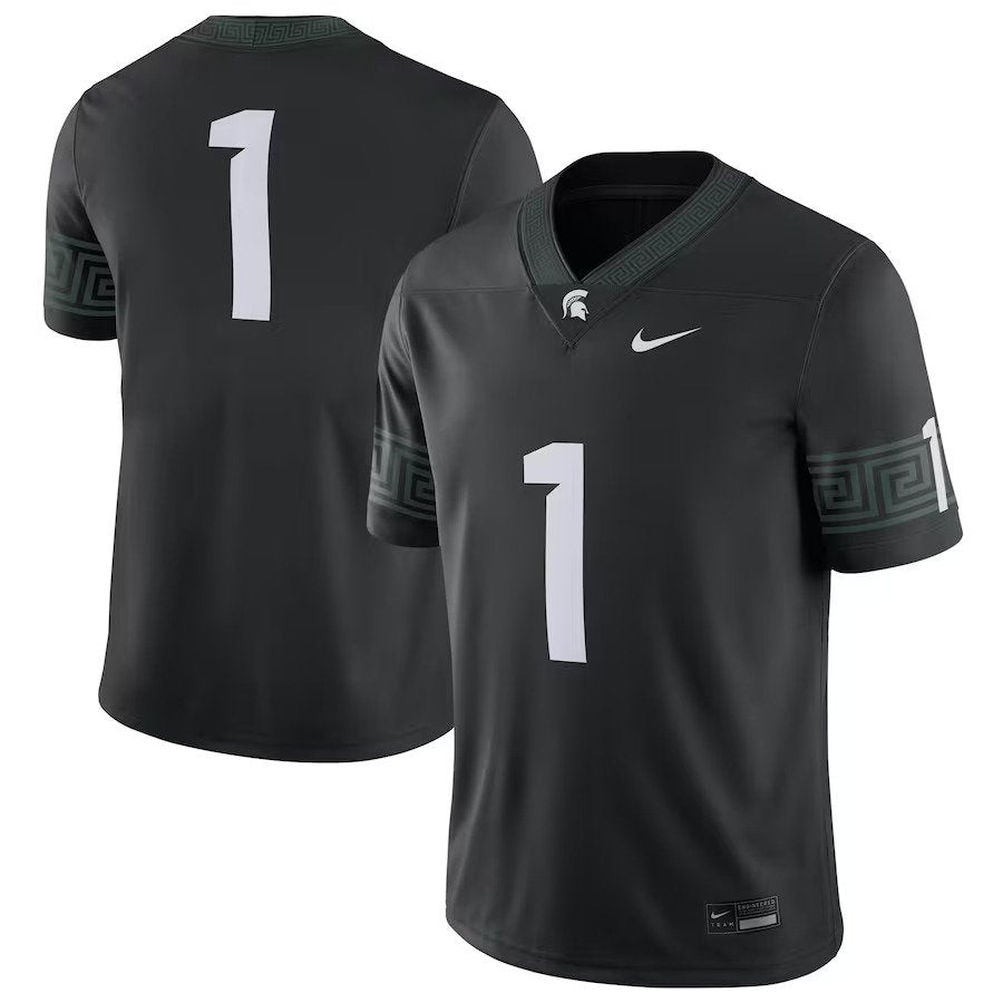 #1 Michigan State Spartans Nike Alternate Football Game Jersey - Black - UKASSNI