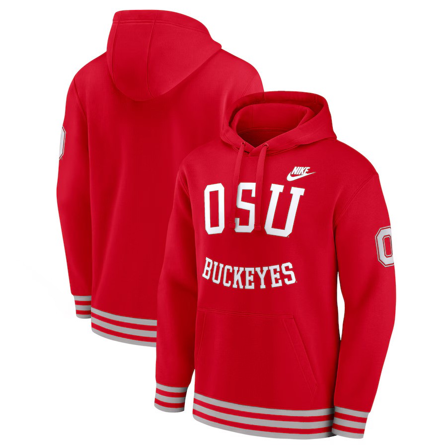 Ohio State Buckeyes Nike Legacy Retro Pullover Hoodie - Scarlet - UKASSNI