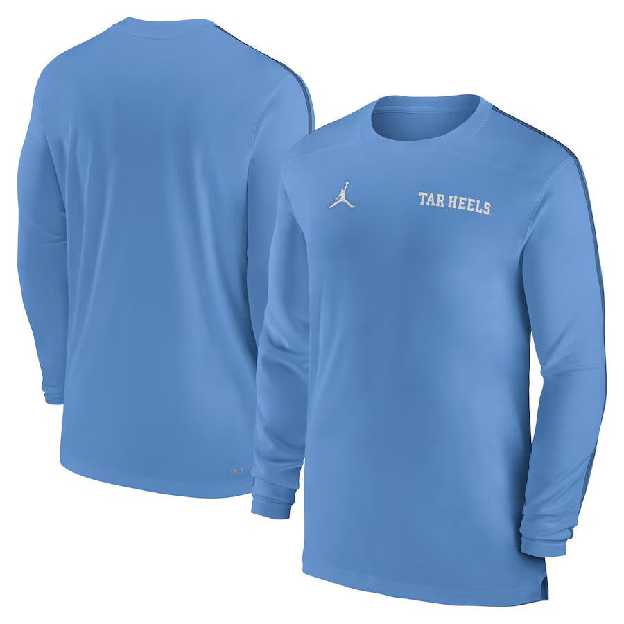 North Carolina Tar Heels Jordan Brand 2024 Sideline Coach UV Performance Long Sleeve T-Shirt - Carolina Blue - UKASSNI