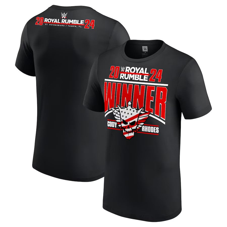 Cody Rhodes 2024 Royal Rumble Winner T-Shirt - Black - UKASSNI