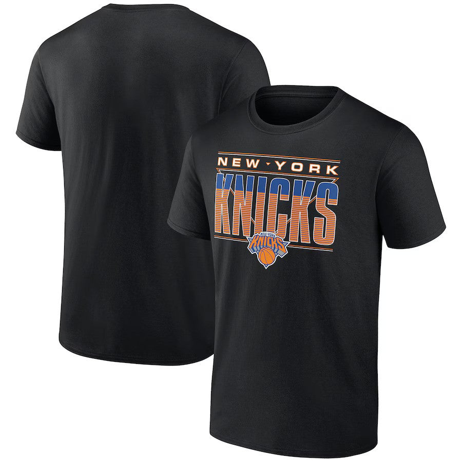 New York Knicks NBA Striped T-Shirt - Black - UKASSNI