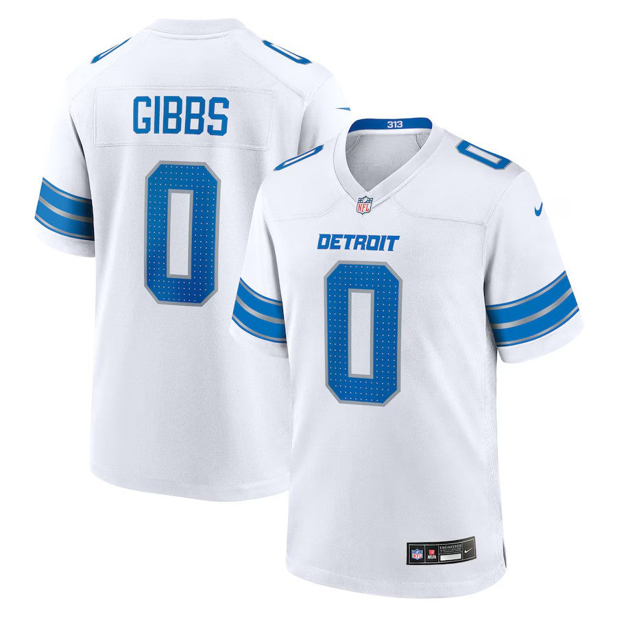 Jahmyr Gibbs NFL Detroit Lions Nike Game Player Jersey - White - UKASSNI