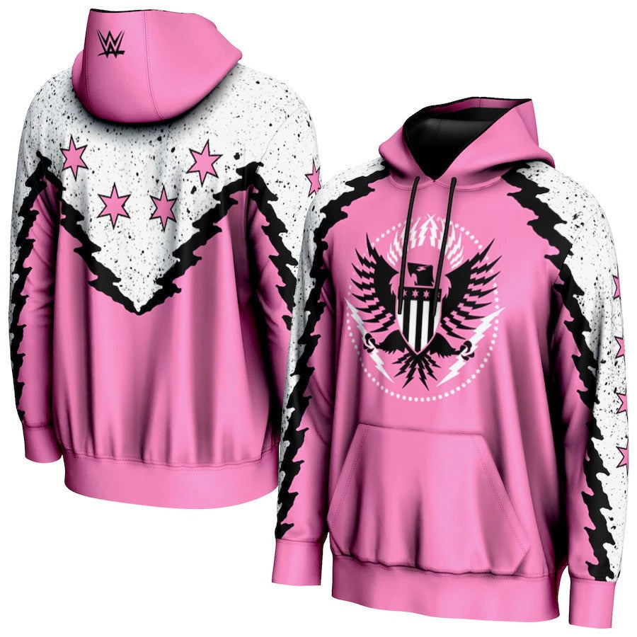 CM Punk WWE ProSphere Lightning Pullover Hoodie – Pink (USA Stock) - UKASSNI