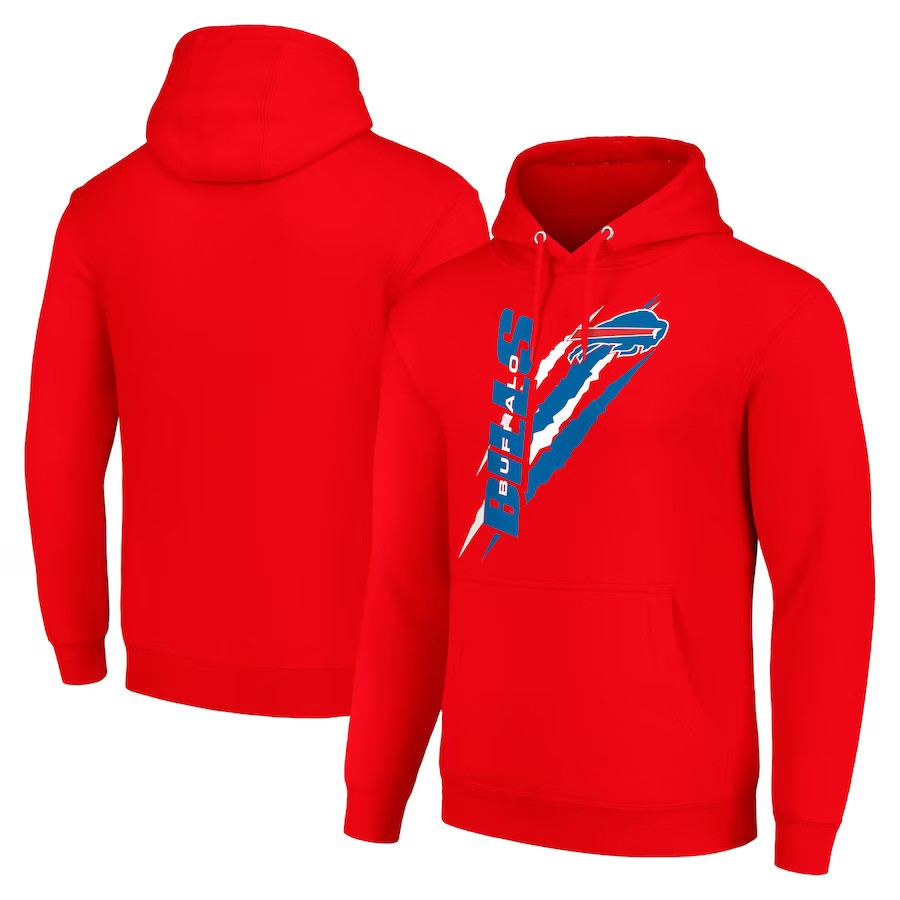 Buffalo Bills Starter Color Scratch Fleece Pullover Hoodie - Red - UKASSNI