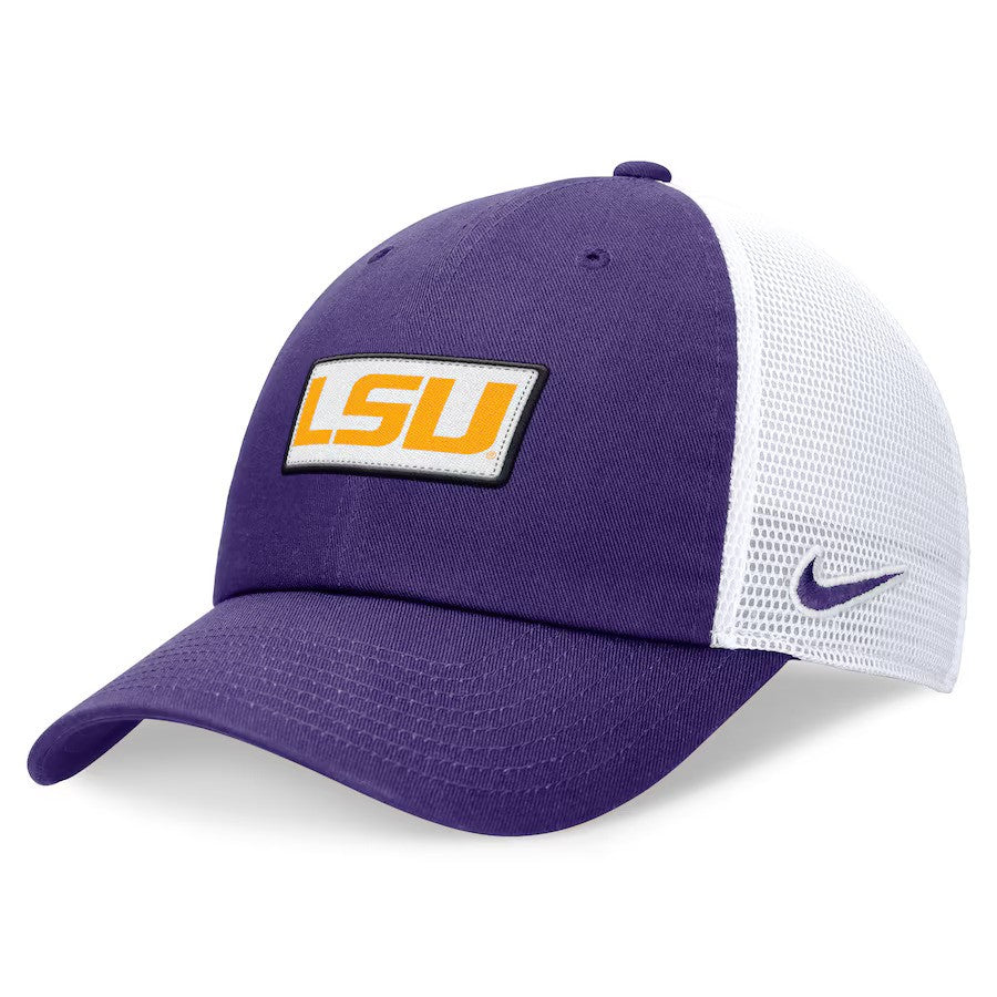 LSU Tigers Nike Primetime Club Trucker Adjustable Hat - Purple/White - UKASSNI